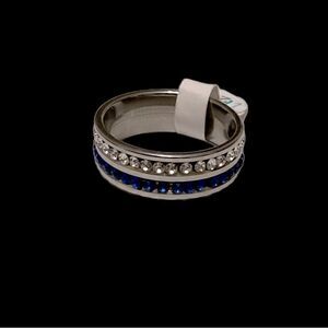 Mens Blue Silver Ring